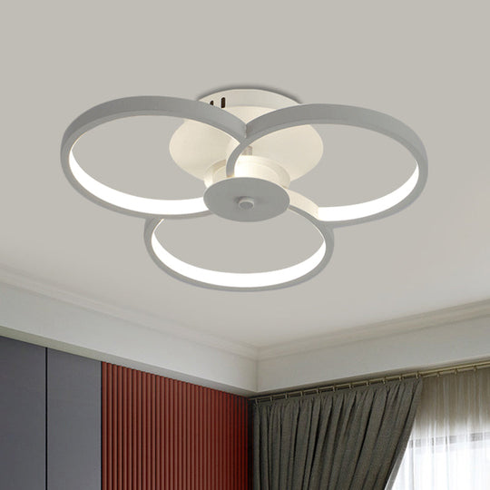 Modern Flower Metal LED Ceiling Light in 18"/21.5" - Black/White with Warm/White/Natural Light Options