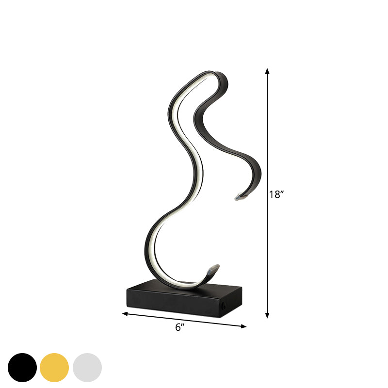 Streamlined Led Horse Profile Desk Lamp - Modern Metal Nightstand Light In Black/White/Gold