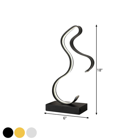 Streamlined Led Horse Profile Desk Lamp - Modern Metal Nightstand Light In Black/White/Gold