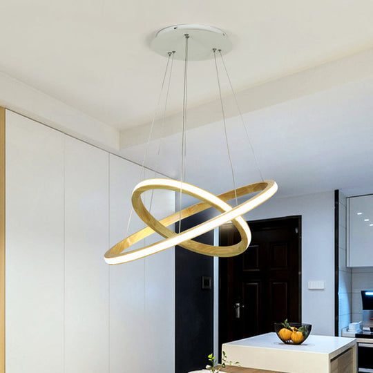 Minimalist Led Wood Rings Chandelier In Beige 21/25 Width / 21