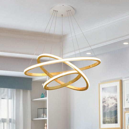 Minimalist Wood Rings Chandelier Pendant Light – Beige, LED, 21"/25" Width