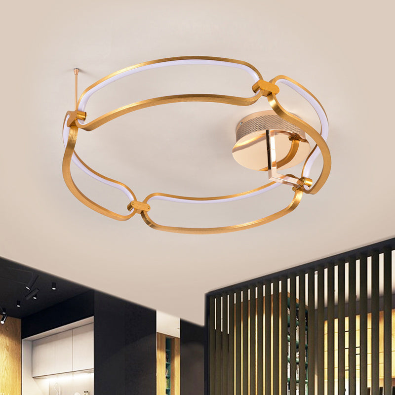 Minimalistic Led Semi Flush Gold Bracelet Ceiling Light In Warm/White/Natural Glow / Warm