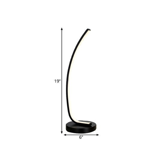 Modern Metallic Led Table Lamp In Black/White For Study Room