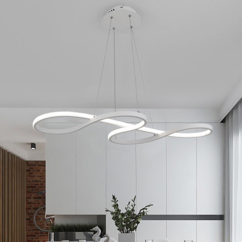 Twining Chandelier Lamp: Modern Black/White/Gold LED Pendant Light in Warm/White Glow