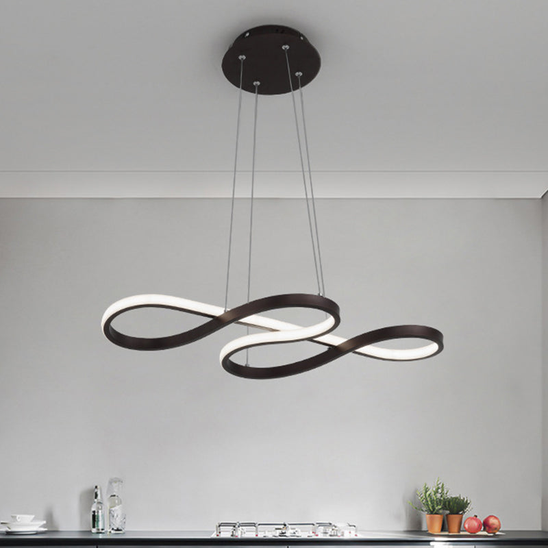 Twining Chandelier Lamp: Modern Black/White/Gold LED Pendant Light in Warm/White Glow