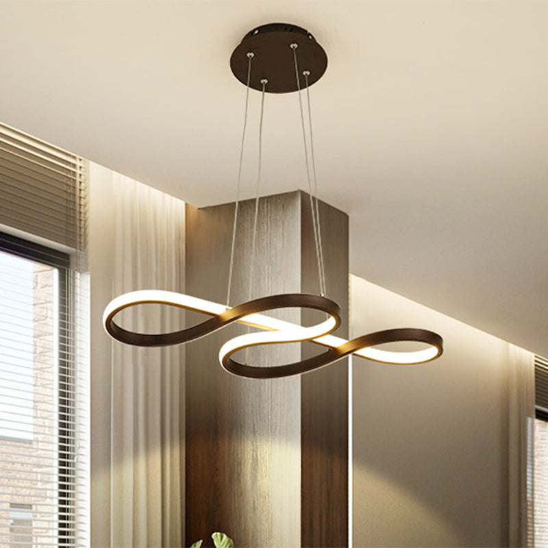 Twining Chandelier Lamp: Modern Black/White/Gold LED Pendant Light in Warm/White Glow