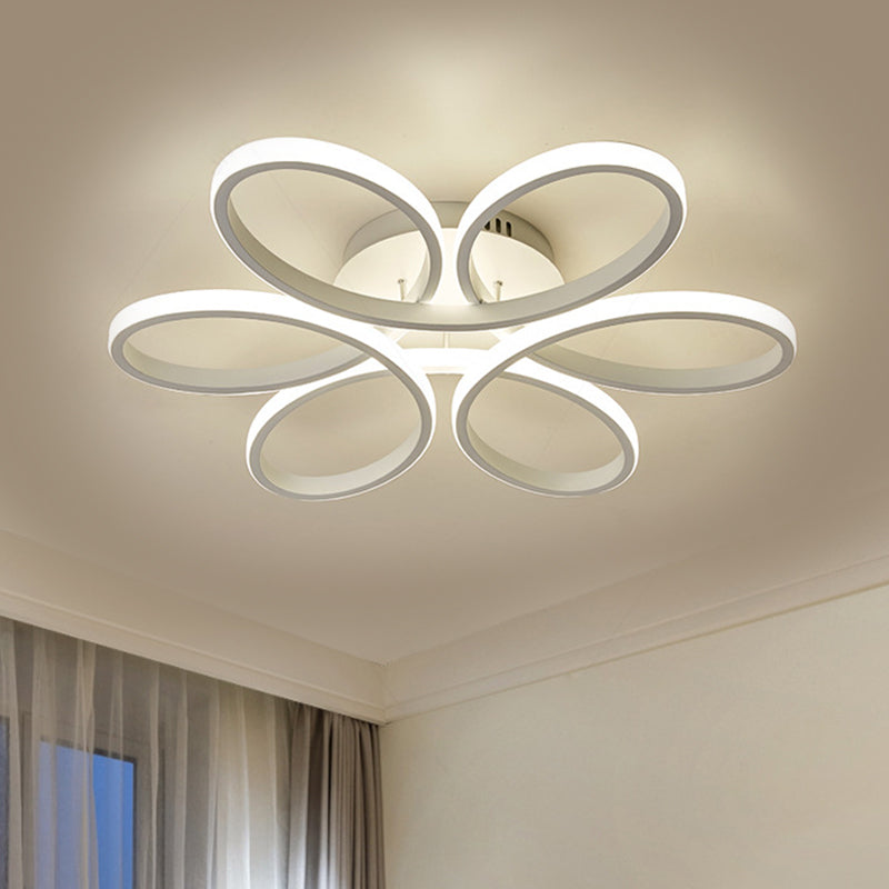 Modern Metal Blooming Flower Hotel Ceiling Light Fixture Led Semi Flush Mount - Warm/White 23/29