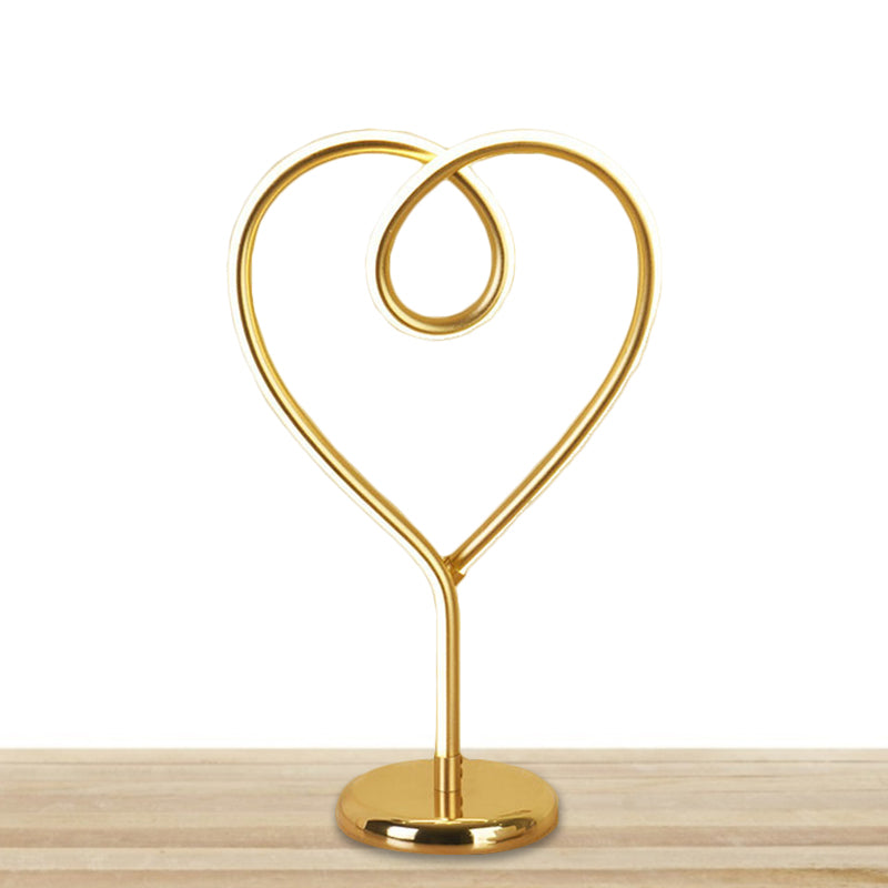 Charming Heart Nightlight Led Desk Lamp With Metal Pedestal For Bedroom