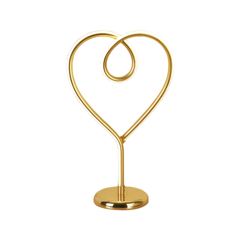 Charming Heart Nightlight Led Desk Lamp With Metal Pedestal For Bedroom