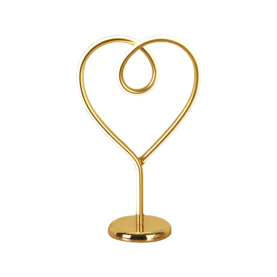 Charming Heart Nightlight Led Desk Lamp With Metal Pedestal For Bedroom