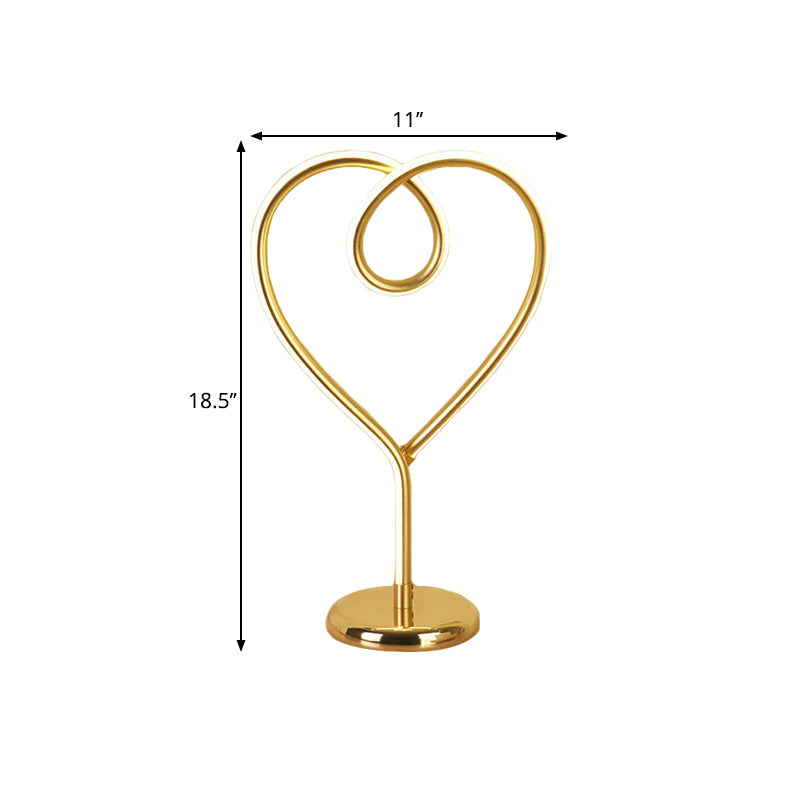 Charming Heart Nightlight Led Desk Lamp With Metal Pedestal For Bedroom