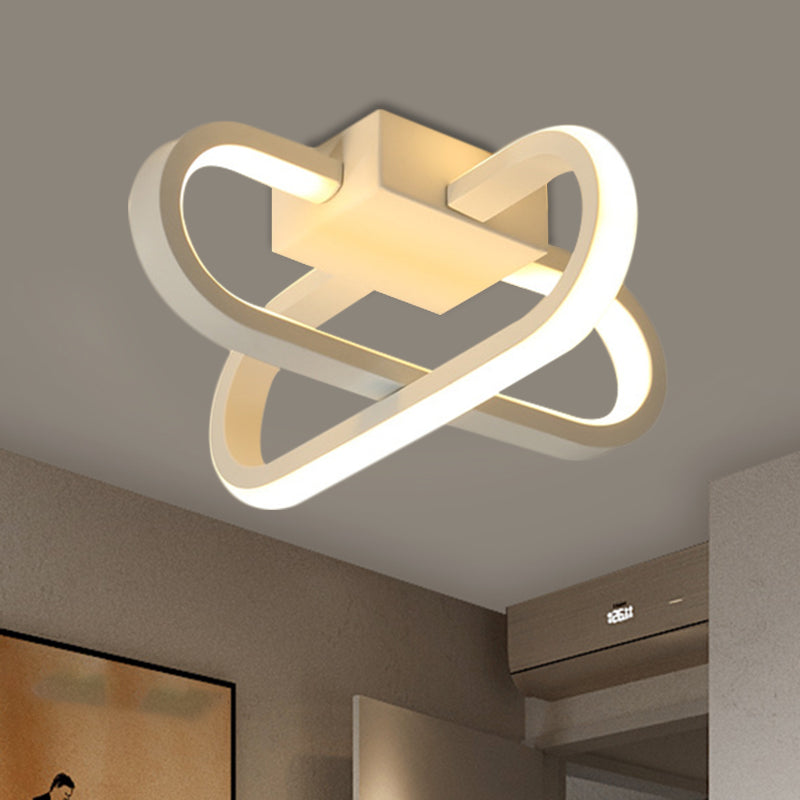 Modern Hotel LED Flush-Mount Ceiling Lamp in Black/White with Acrylic Shade - Warm/White Light