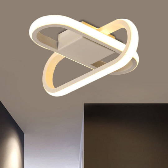 Modern Hotel LED Flush-Mount Ceiling Lamp in Black/White with Acrylic Shade - Warm/White Light