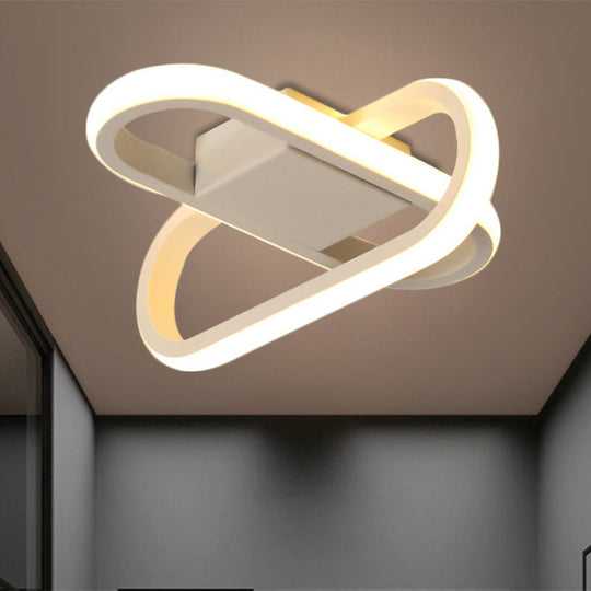 Modern Hotel LED Flush-Mount Ceiling Lamp in Black/White with Acrylic Shade - Warm/White Light