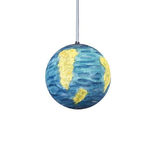 Planet Resin Dining Pendant Lamp - Creative Yellow/Orange/Blue Lighting Fixture