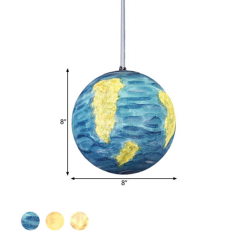 Planet Resin Dining Pendant Lamp - Creative Yellow/Orange/Blue Lighting Fixture