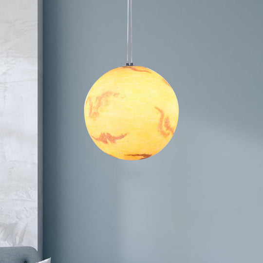 Planet Resin Dining Pendant Lamp - Creative Yellow/Orange/Blue Lighting Fixture