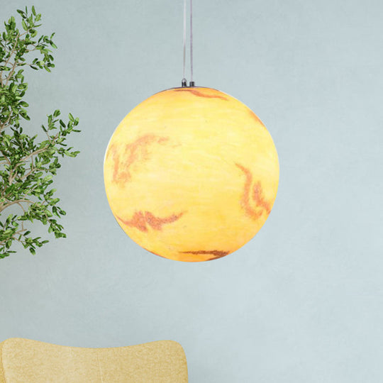 Planet Resin Dining Pendant Lamp - Creative Yellow/Orange/Blue Lighting Fixture