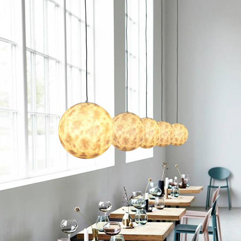 Planet Resin Dining Pendant Lamp - Creative Yellow/Orange/Blue Lighting Fixture