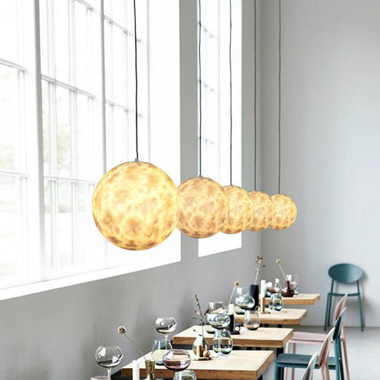 Planet Resin Dining Pendant Lamp - Creative Yellow/Orange/Blue Lighting Fixture