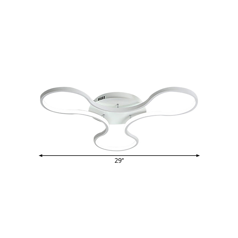 LED Flush Mount Light in Cool Fidget Spinner Shape for Boys Room - 23"/29" Width, Metal White