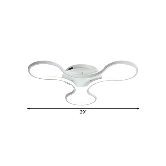 LED Flush Mount Light in Cool Fidget Spinner Shape for Boys Room - 23"/29" Width, Metal White