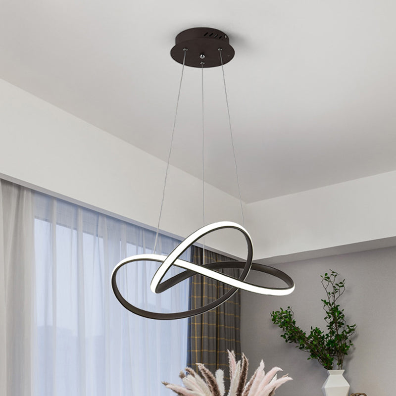 Contemporary LED Chandelier Black/White Ceiling Lamp with Metallic Shade in Warm/White Light