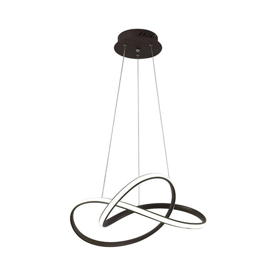 Modern Led Chandelier: Black/White Twine Hanging Ceiling Lamp Metallic Shade With Warm/White Light