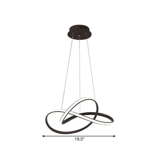 Contemporary Led Chandelier Black/White Ceiling Lamp With Metallic Shade In Warm/White Light Pendant