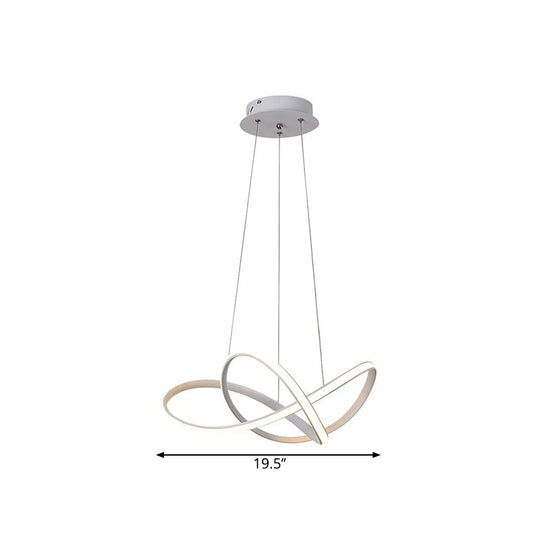 Contemporary LED Chandelier Black/White Ceiling Lamp with Metallic Shade in Warm/White Light