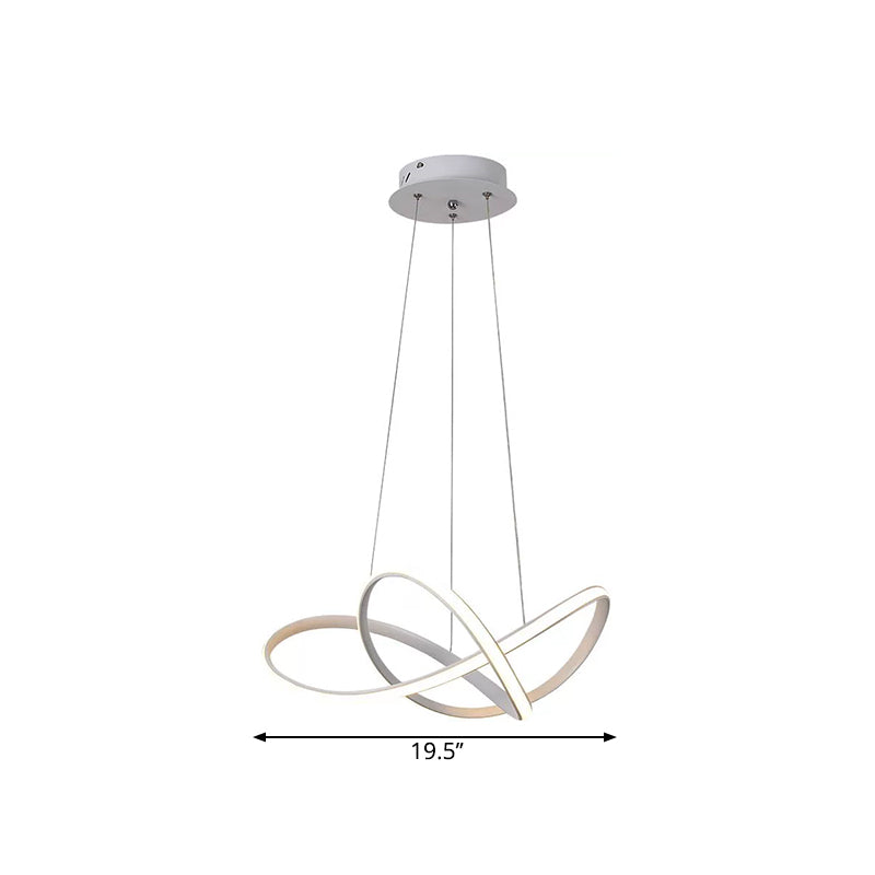 Modern Led Chandelier: Black/White Twine Hanging Ceiling Lamp Metallic Shade With Warm/White Light