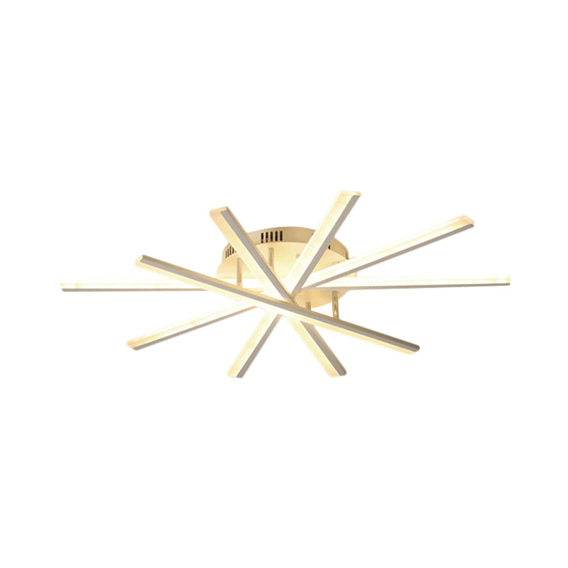 Burst Design Acrylic Ceiling Light - Modernist White LED Semi Flush Mount Lighting in Warm/White Light (5/9-Bulb)