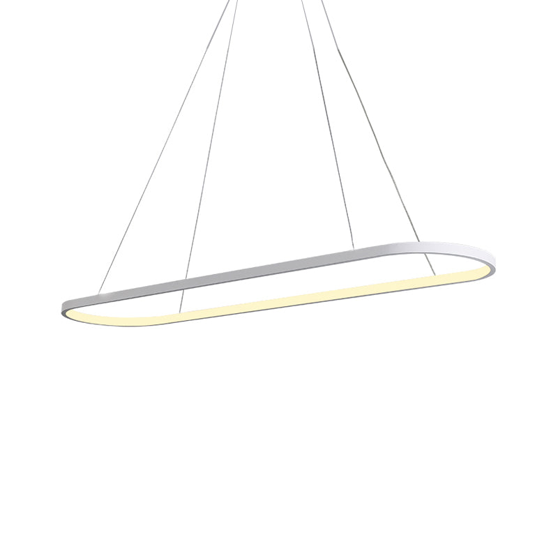 Modern Oval Suspended Led Restaurant Island Light In Black/White: Stylish Metal Fixture