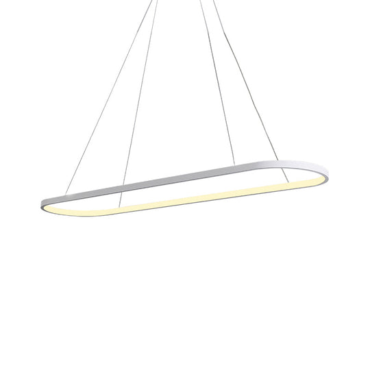 Modern Oval Suspended Led Restaurant Island Light In Black/White: Stylish Metal Fixture