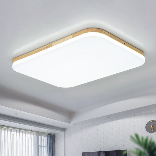 Beige Acrylic Flush Mount Ceiling Light for Living Room - 25.5"/34" Rectangle Shape