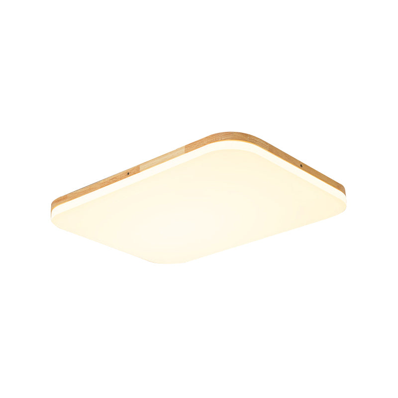 Beige Acrylic Flush Mount Ceiling Light for Living Room - 25.5"/34" Rectangle Shape