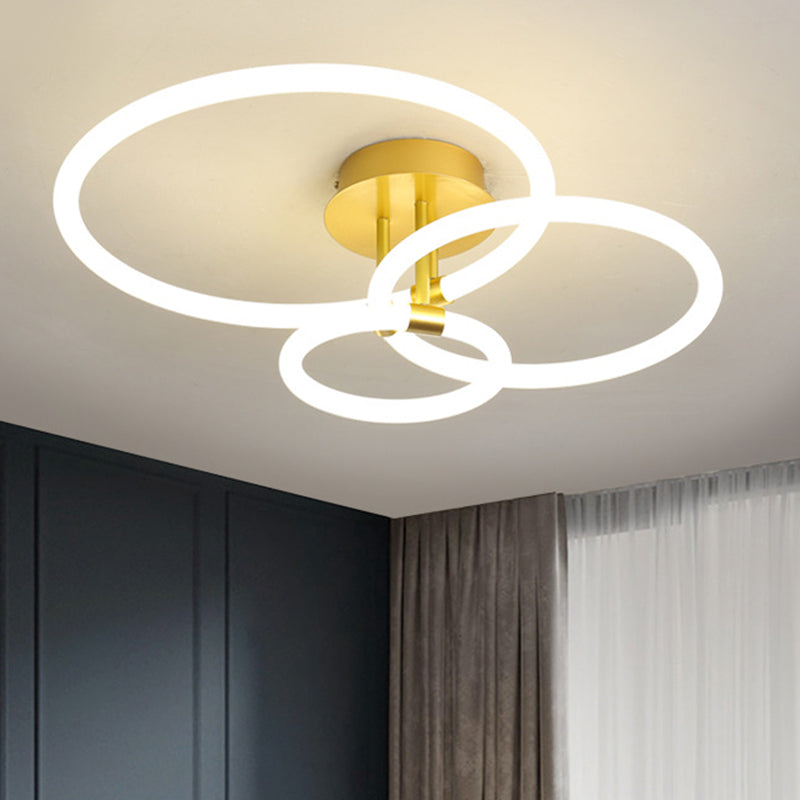 Sleek Acrylic Circle LED Ceiling Light in Warm/White - Modern Semi Flush Mount, 23"/34.5" Wide