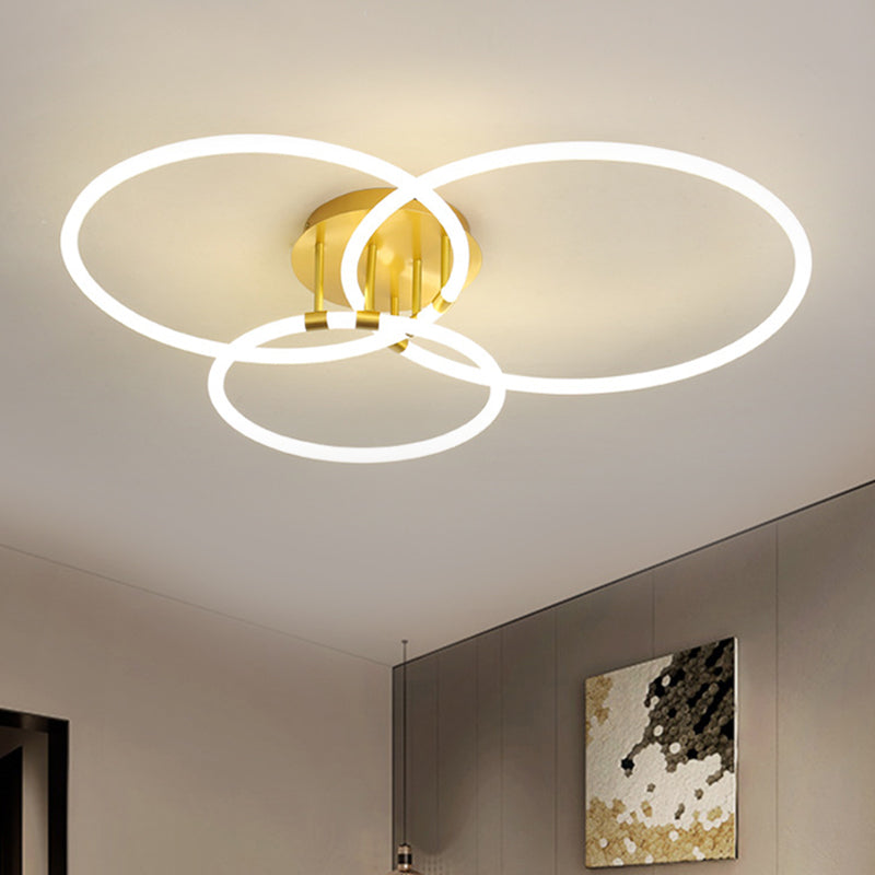 Sleek Acrylic Circle LED Ceiling Light in Warm/White - Modern Semi Flush Mount, 23"/34.5" Wide