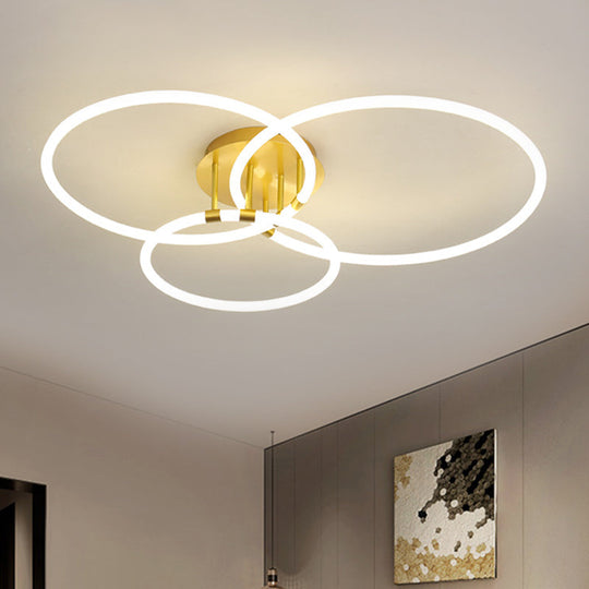 Sleek Acrylic Circle Led Ceiling Light In Warm/White - Modern Semi Flush Mount 23/34.5 Wide