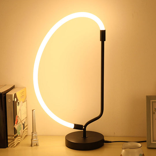 Modern Black Led Bedside Desk Lamp With Adjustable Gooseneck Shade