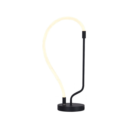 Modern Black Led Bedside Desk Lamp With Adjustable Gooseneck Shade