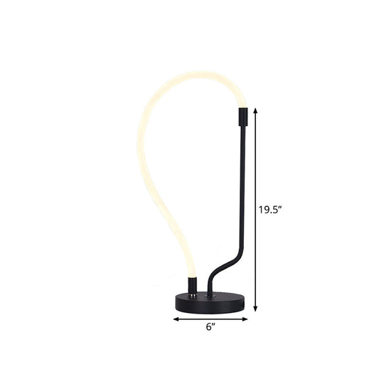 Modern Black Led Bedside Desk Lamp With Adjustable Gooseneck Shade