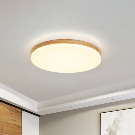 Minimalistic Led Flush Mount Bedroom Light In Beige With Circular Acrylic Shade 10/15/19 W / 10