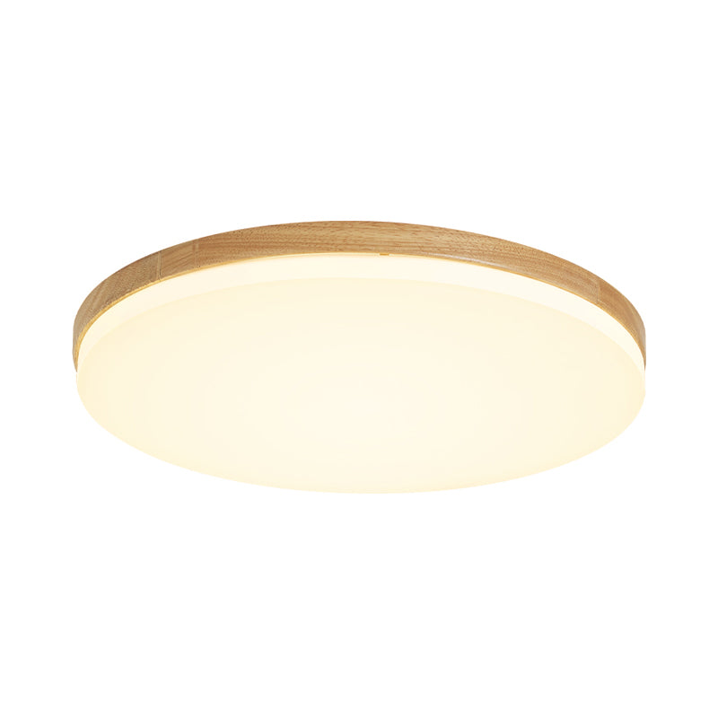 Minimalistic Led Flush Mount Bedroom Light In Beige With Circular Acrylic Shade 10/15/19 W