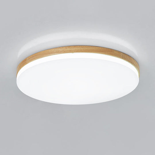 Minimalistic Led Flush Mount Bedroom Light In Beige With Circular Acrylic Shade 10/15/19 W