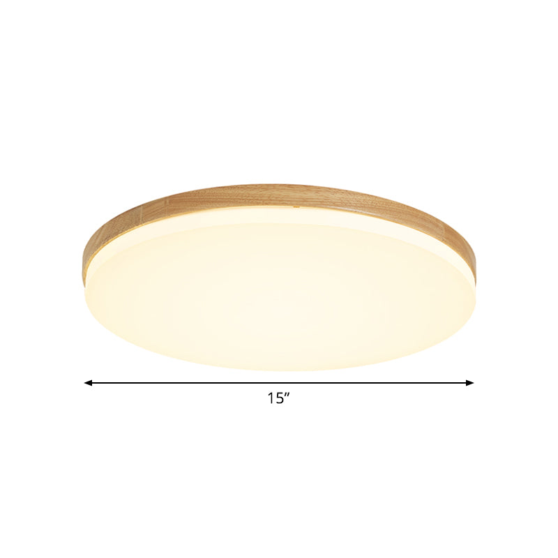 Minimalistic LED Flush Mount Bedroom Light in Beige with Circular Acrylic Shade, 10"/15"/19" W