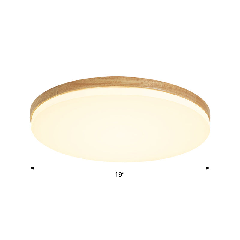 Minimalistic Led Flush Mount Bedroom Light In Beige With Circular Acrylic Shade 10/15/19 W