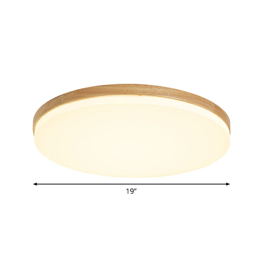 Minimalistic Led Flush Mount Bedroom Light In Beige With Circular Acrylic Shade 10/15/19 W