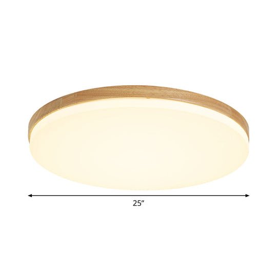 Minimalistic Led Flush Mount Bedroom Light In Beige With Circular Acrylic Shade 10/15/19 W