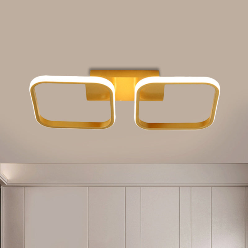 Gold Semi-Mount LED Ceiling Lamp for Modern Study Room with Acrylic and Warm/White Lighting